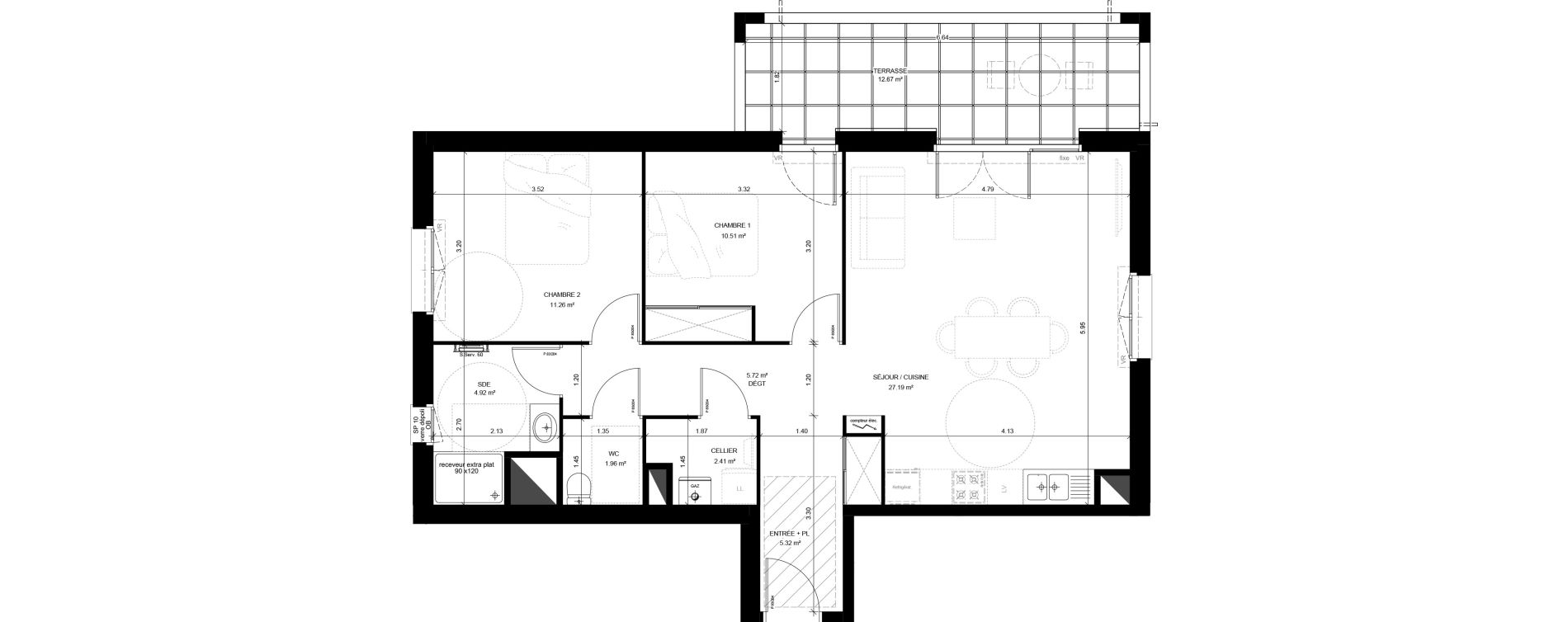 Appartement T3 de 69,29 m2 &agrave; Saint-Vincent-De-Tyrosse Centre
