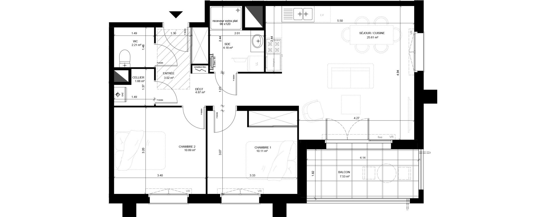 Appartement T3 de 62,55 m2 &agrave; Saint-Vincent-De-Tyrosse Centre