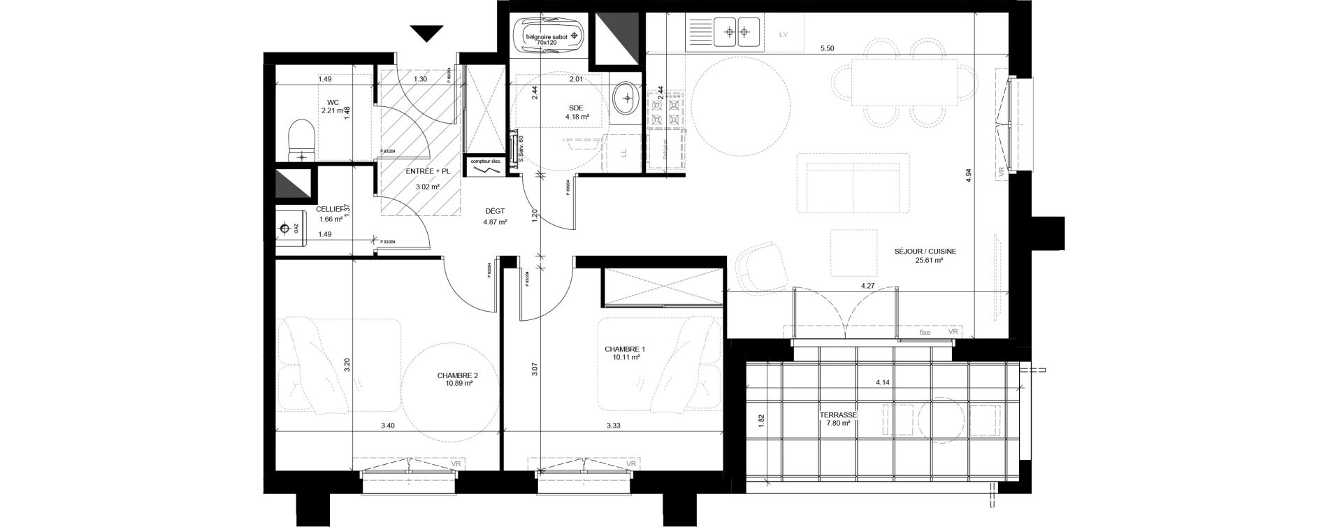 Appartement T3 de 62,55 m2 &agrave; Saint-Vincent-De-Tyrosse Centre