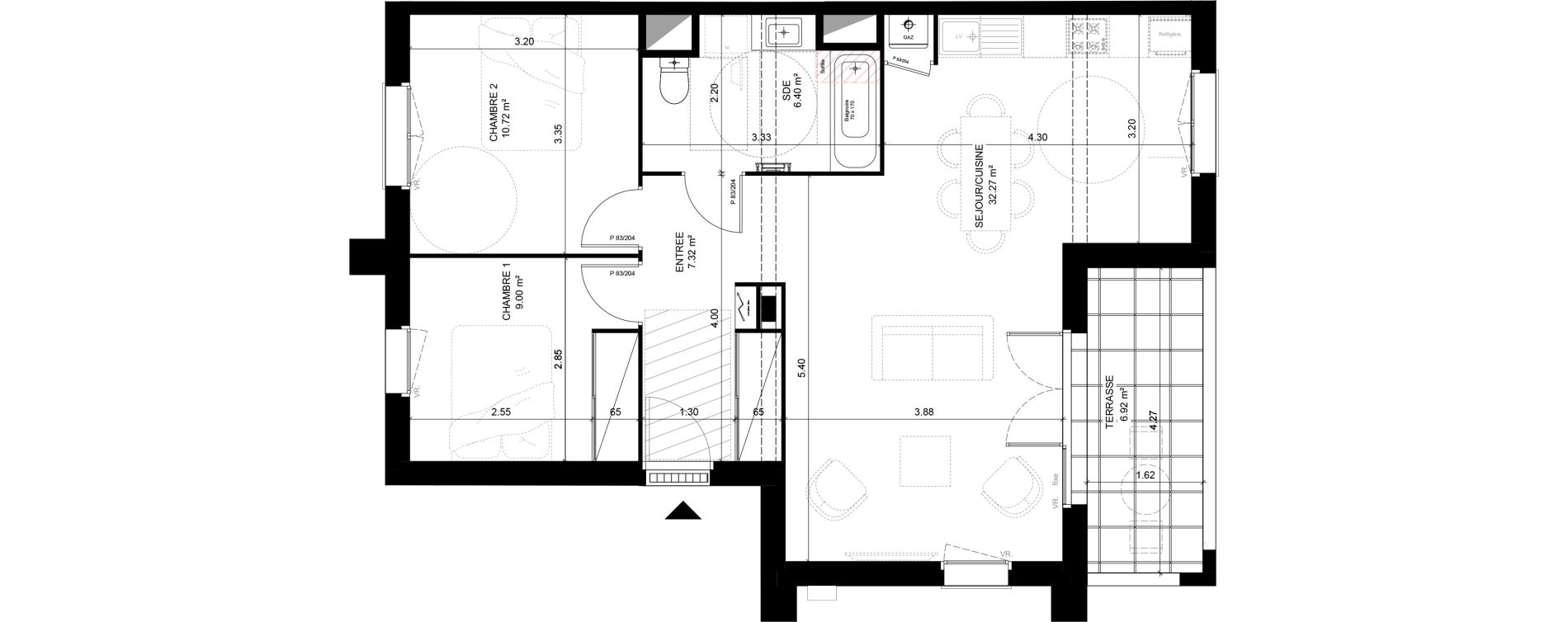 Appartement T3 de 65,71 m2 &agrave; Saint-Vincent-De-Tyrosse Centre