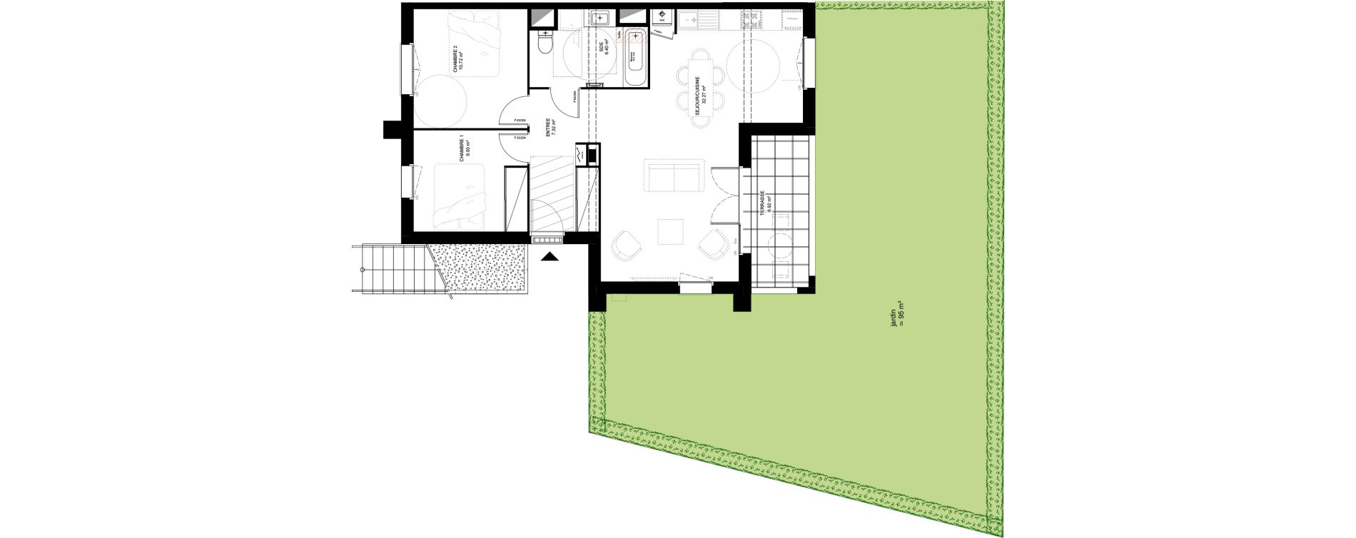 Appartement T3 de 65,71 m2 &agrave; Saint-Vincent-De-Tyrosse Centre