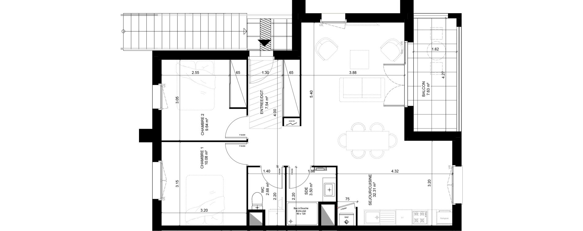 Appartement T3 de 65,75 m2 &agrave; Saint-Vincent-De-Tyrosse Centre