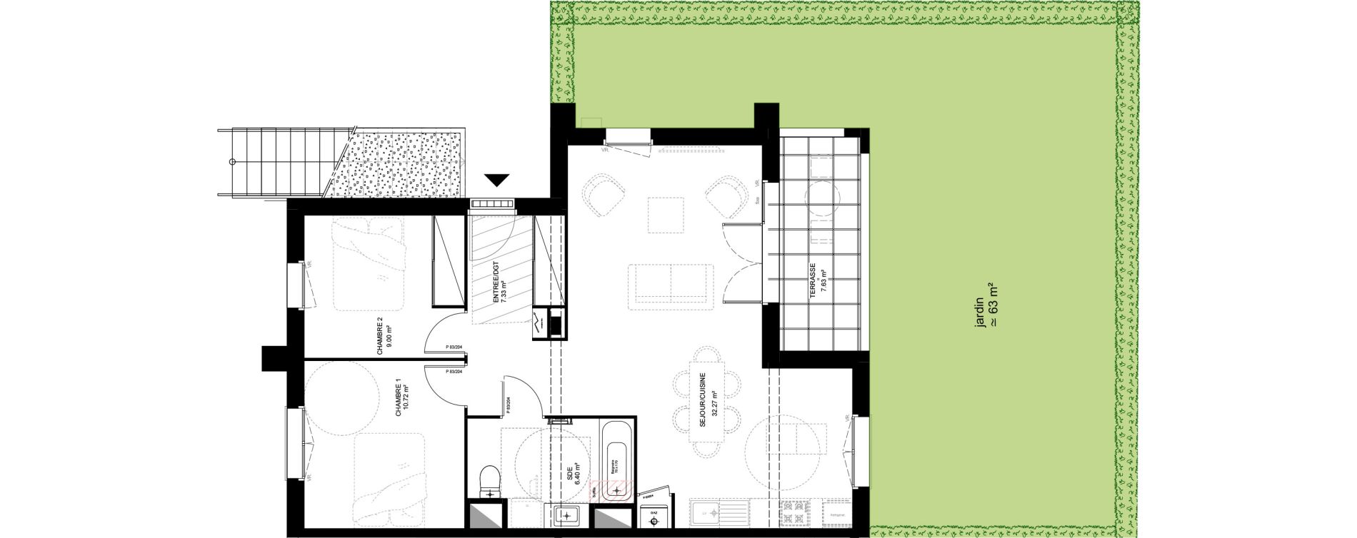 Appartement T3 de 65,72 m2 &agrave; Saint-Vincent-De-Tyrosse Centre