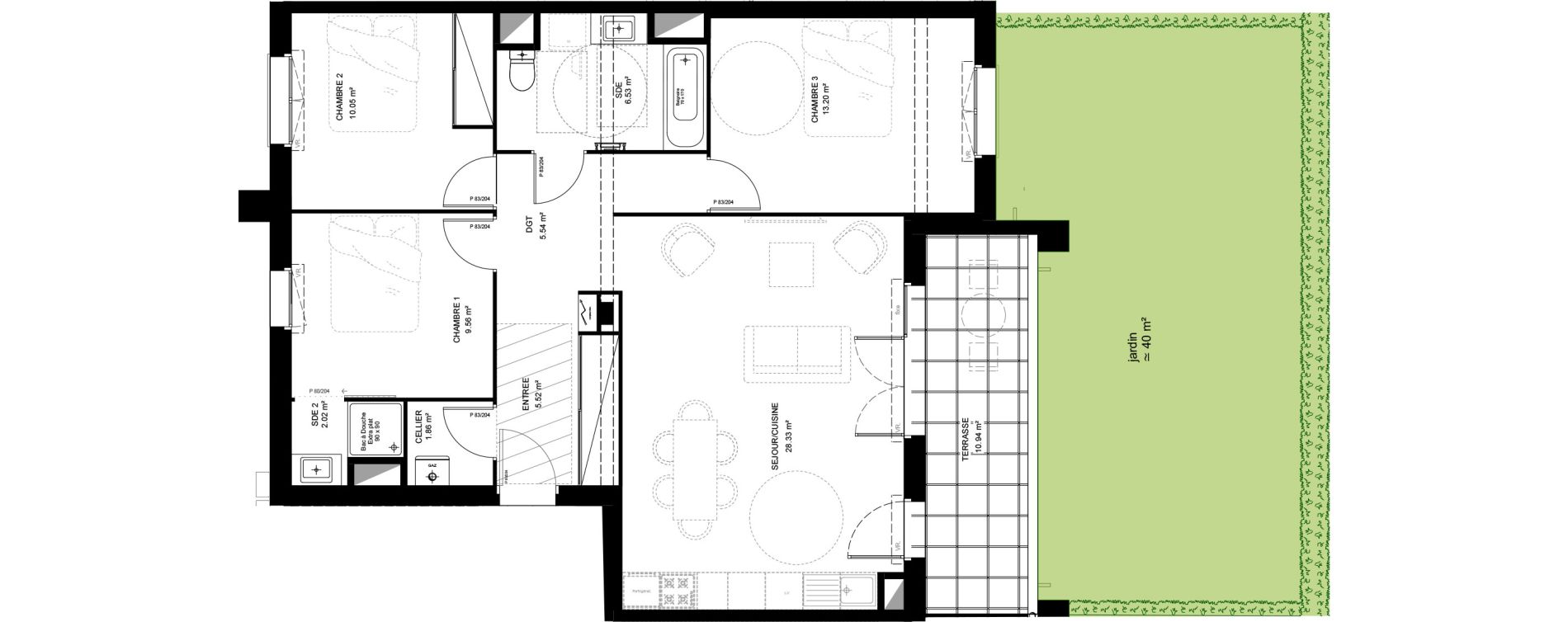 Appartement T4 de 82,61 m2 &agrave; Saint-Vincent-De-Tyrosse Centre