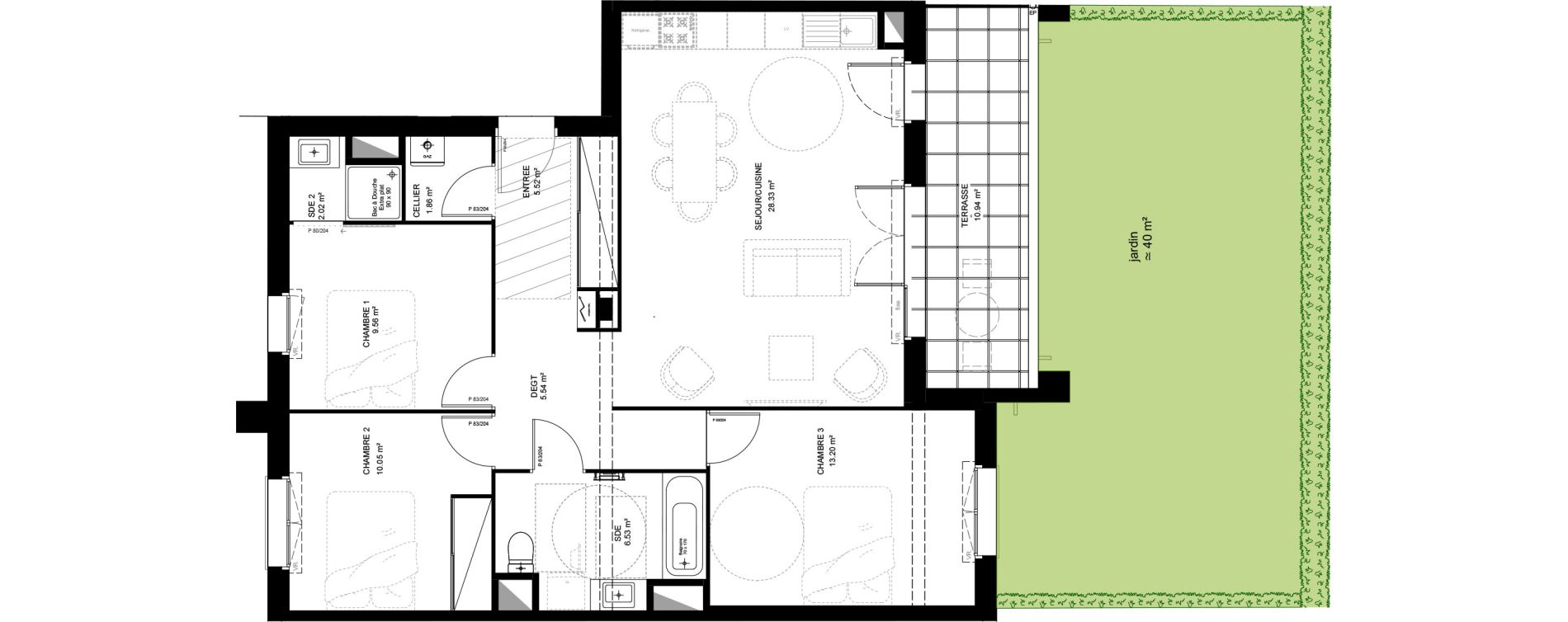 Appartement T4 de 82,61 m2 &agrave; Saint-Vincent-De-Tyrosse Centre