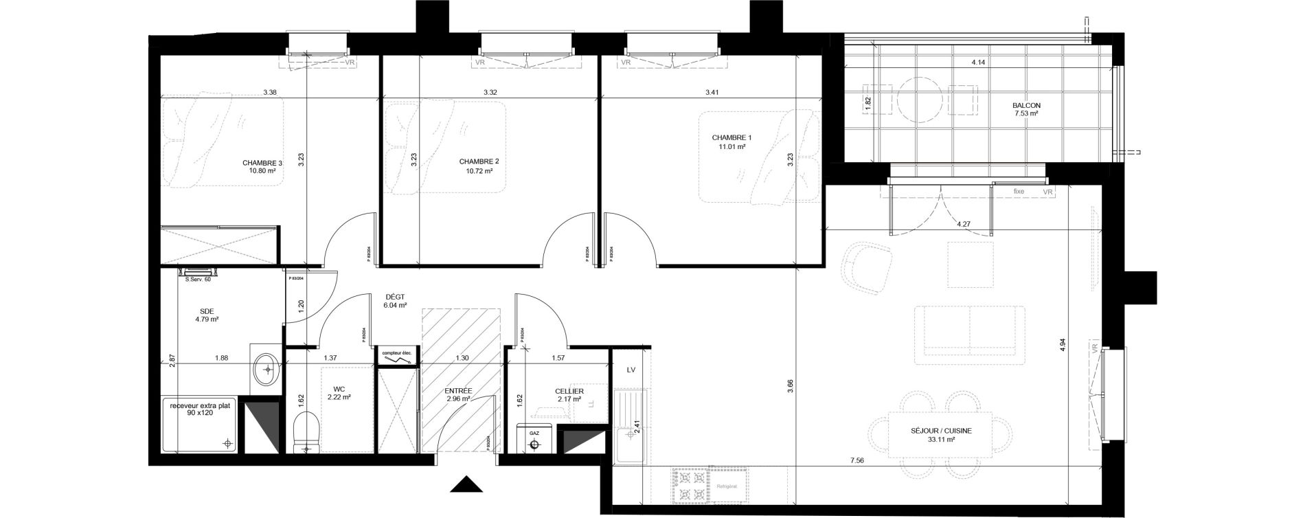 Appartement T4 de 83,82 m2 &agrave; Saint-Vincent-De-Tyrosse Centre
