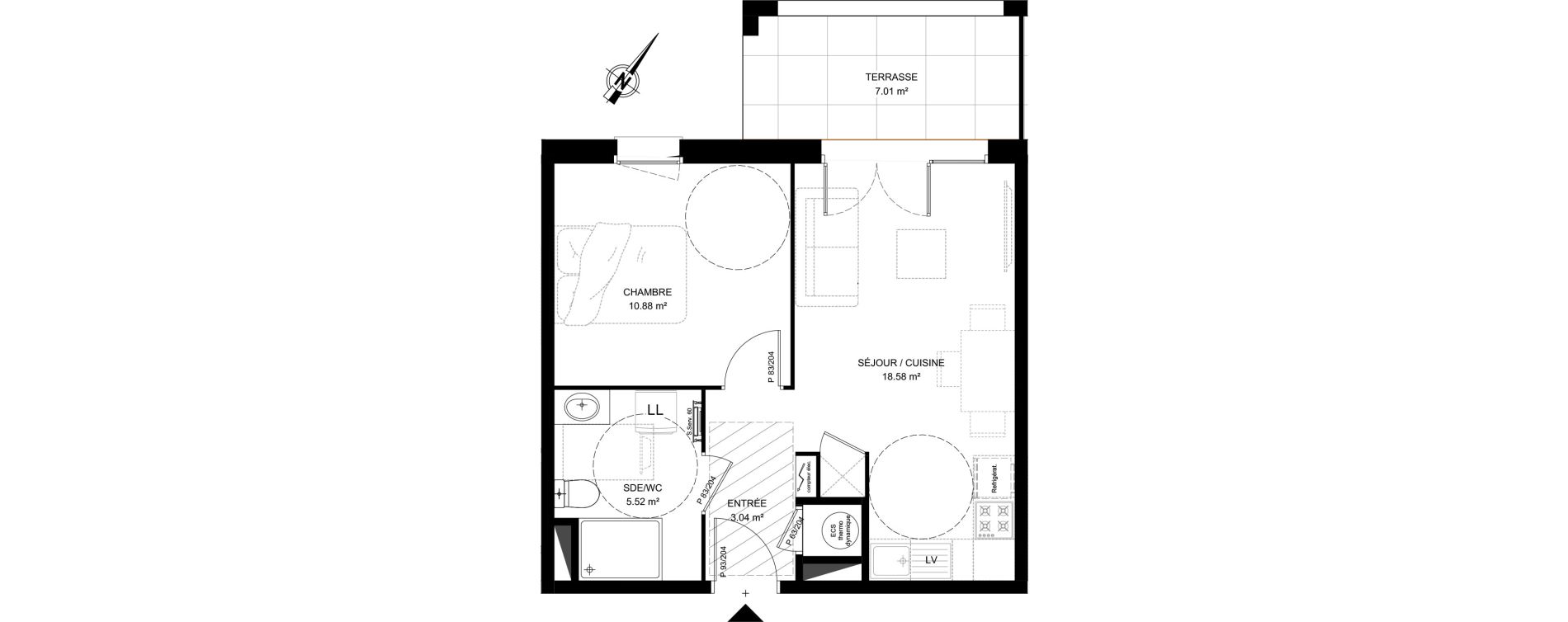 Appartement T2 de 38,02 m2 &agrave; Saint-Vincent-De-Tyrosse Centre