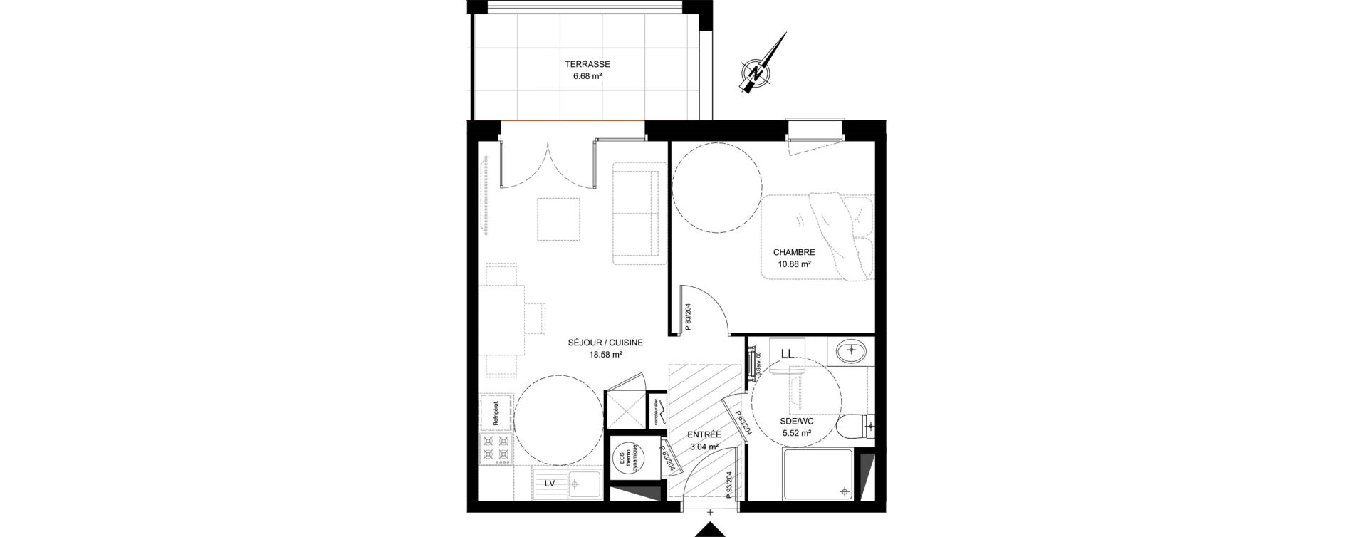 Appartement T2 de 38,02 m2 &agrave; Saint-Vincent-De-Tyrosse Centre