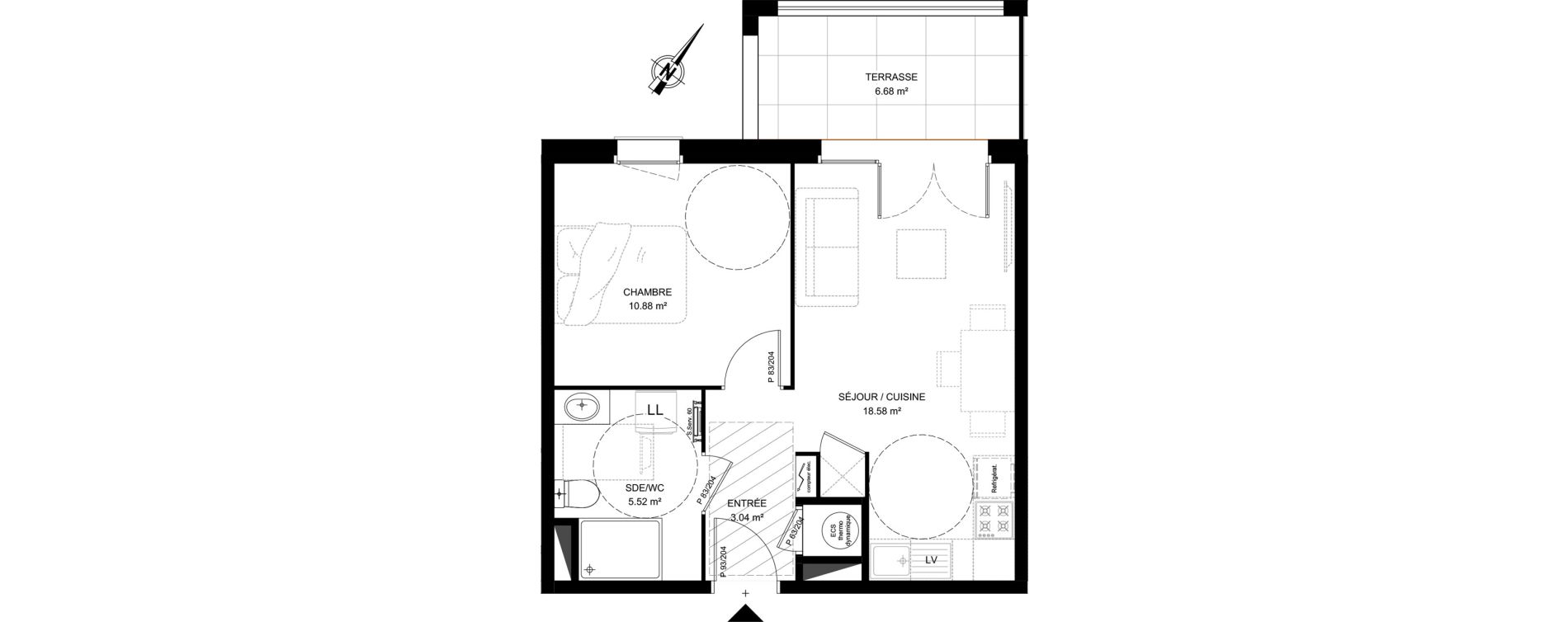 Appartement T2 de 38,02 m2 &agrave; Saint-Vincent-De-Tyrosse Centre