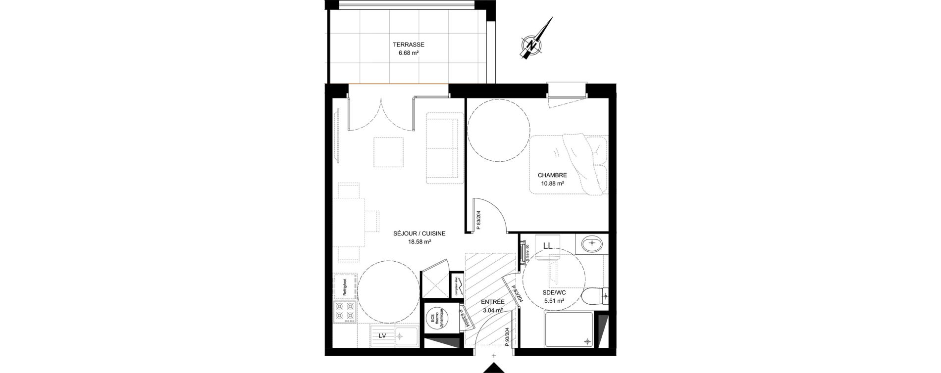 Appartement T2 de 38,01 m2 &agrave; Saint-Vincent-De-Tyrosse Centre