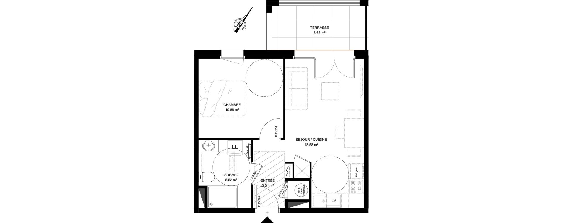 Appartement T2 de 38,02 m2 &agrave; Saint-Vincent-De-Tyrosse Centre