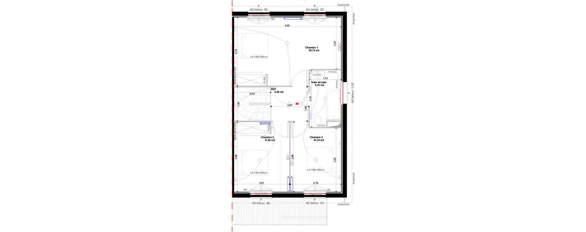 Villa T4 de 94,54 m2 &agrave; Saint-Vincent-De-Tyrosse Canop&eacute;e