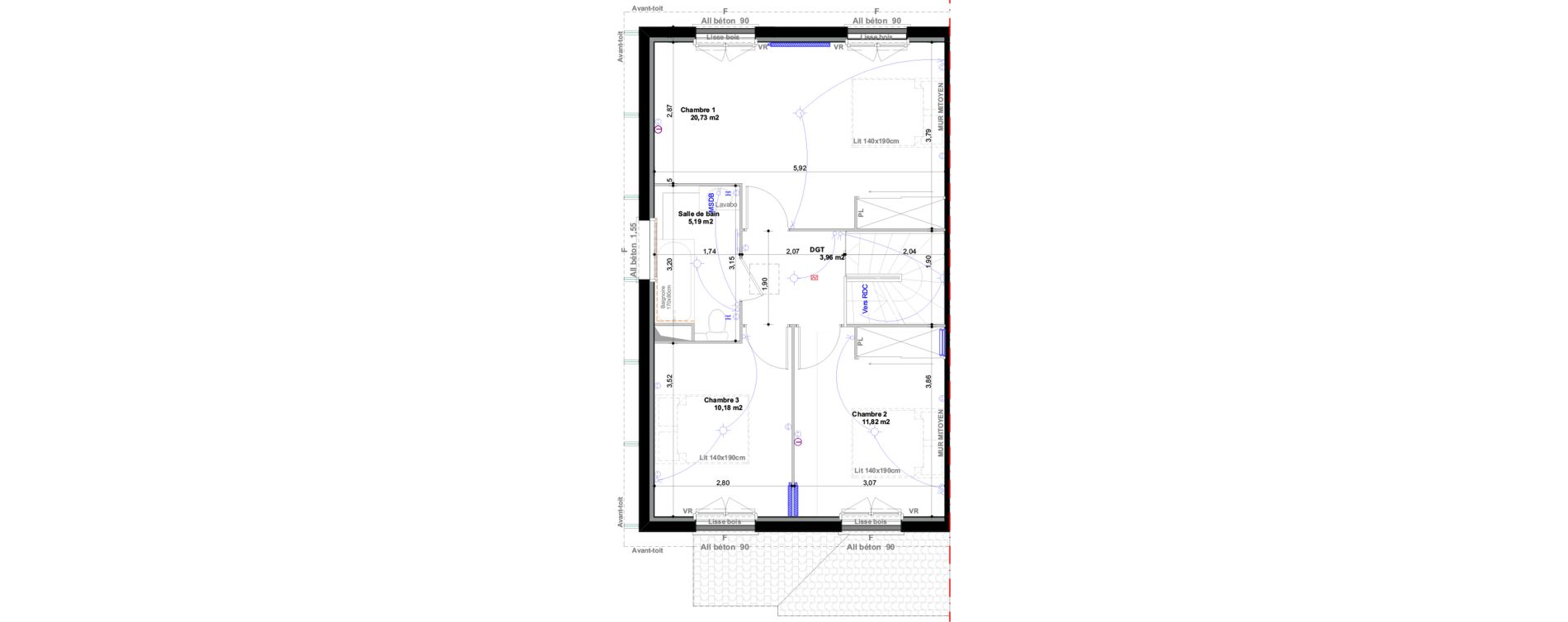 Maison T4 de 94,53 m2 &agrave; Saint-Vincent-De-Tyrosse Canop&eacute;e