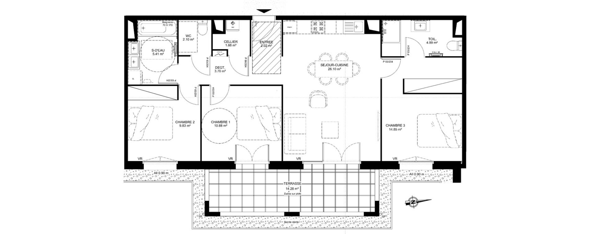 Appartement T4 de 81,77 m2 à Saint-Vincent-De-Tyrosse Centre