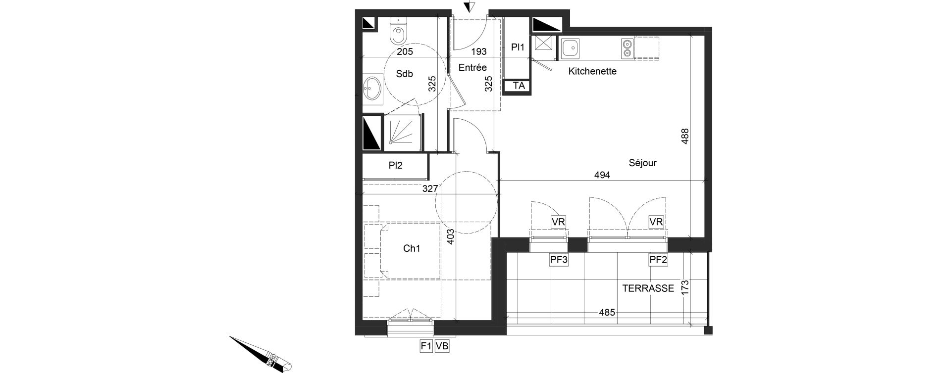Appartement T2 de 46,75 m2 &agrave; Sanguinet Centre