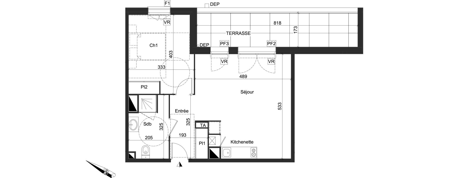 Appartement T2 de 48,25 m2 &agrave; Sanguinet Centre