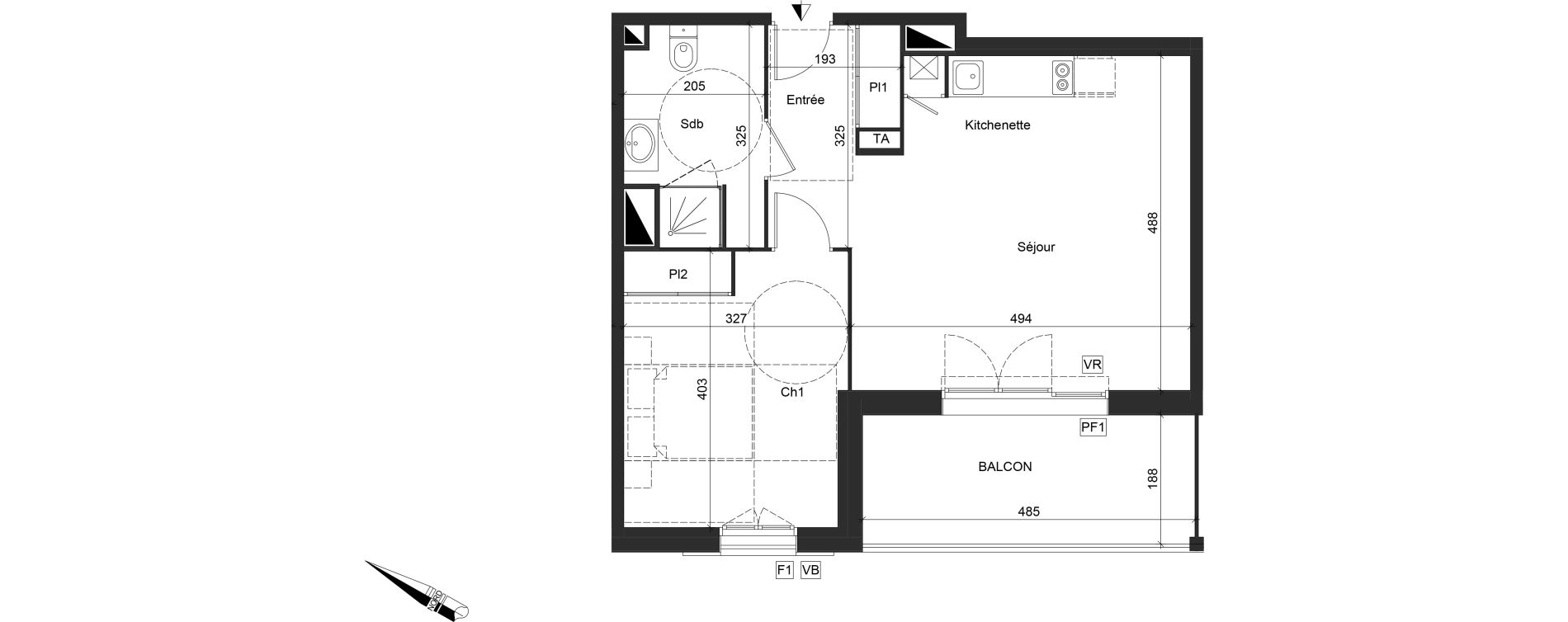 Appartement T2 de 46,75 m2 &agrave; Sanguinet Centre