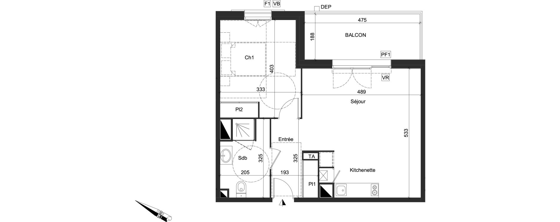 Appartement T2 de 48,25 m2 &agrave; Sanguinet Centre