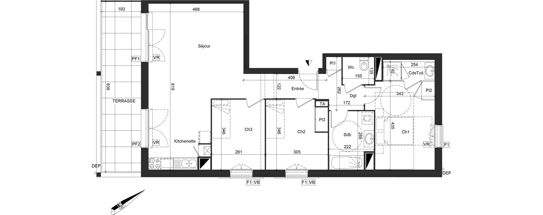 Appartement T4 de 83,36 m2 &agrave; Sanguinet Centre