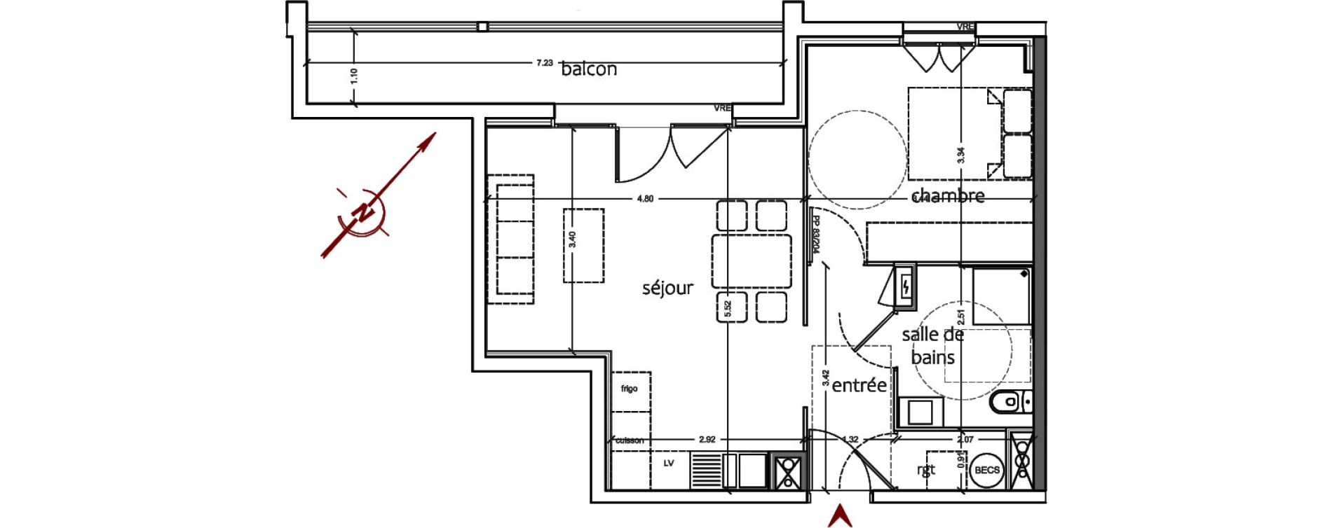 Appartement T2 de 44,45 m2 &agrave; Sanguinet Centre