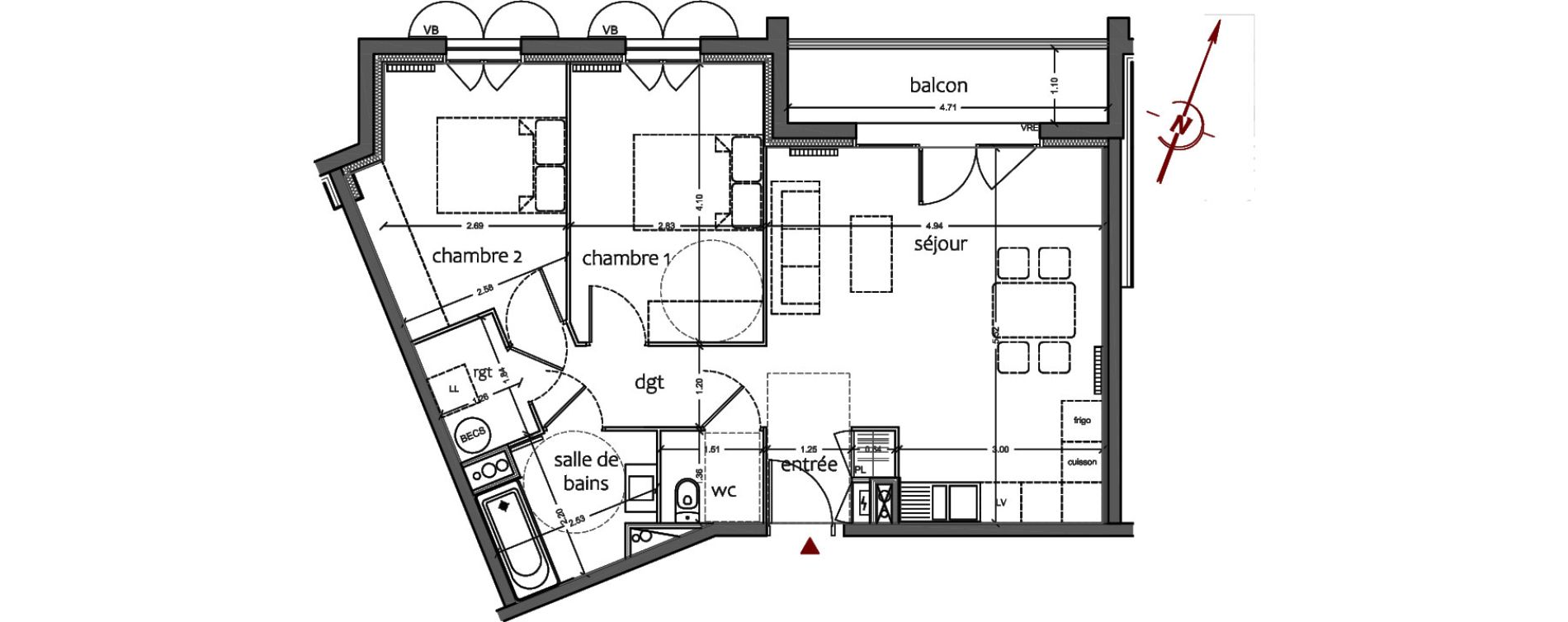 Appartement T3 de 62,57 m2 &agrave; Sanguinet Centre