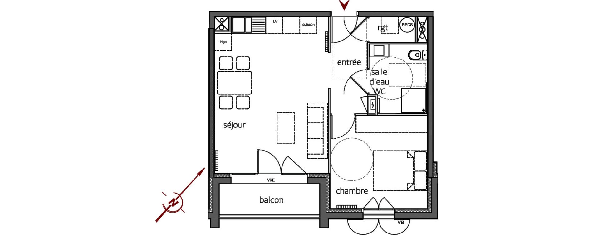 Appartement T2 de 42,98 m2 &agrave; Sanguinet Centre