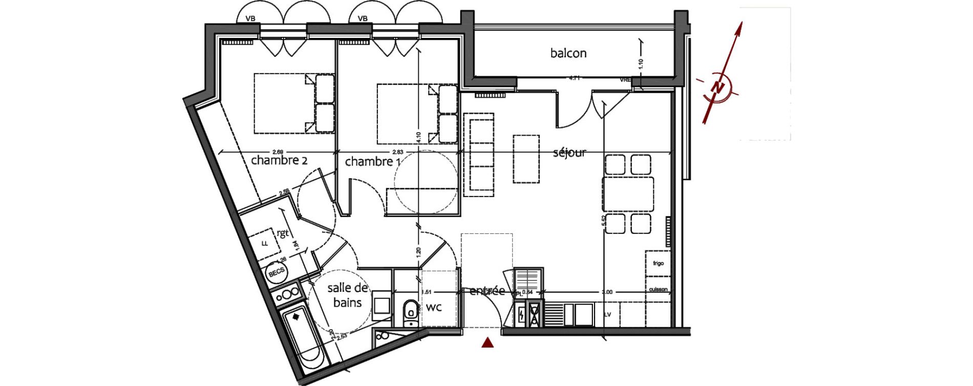 Appartement T3 de 62,63 m2 &agrave; Sanguinet Centre