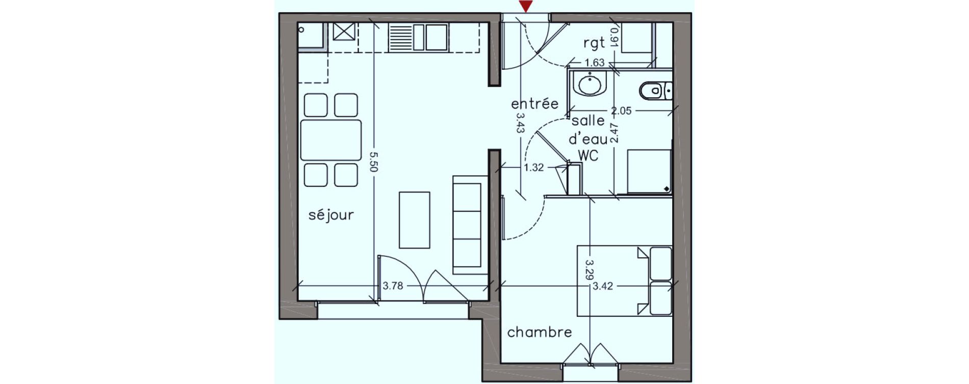 Appartement T2 de 42,98 m2 &agrave; Sanguinet Centre