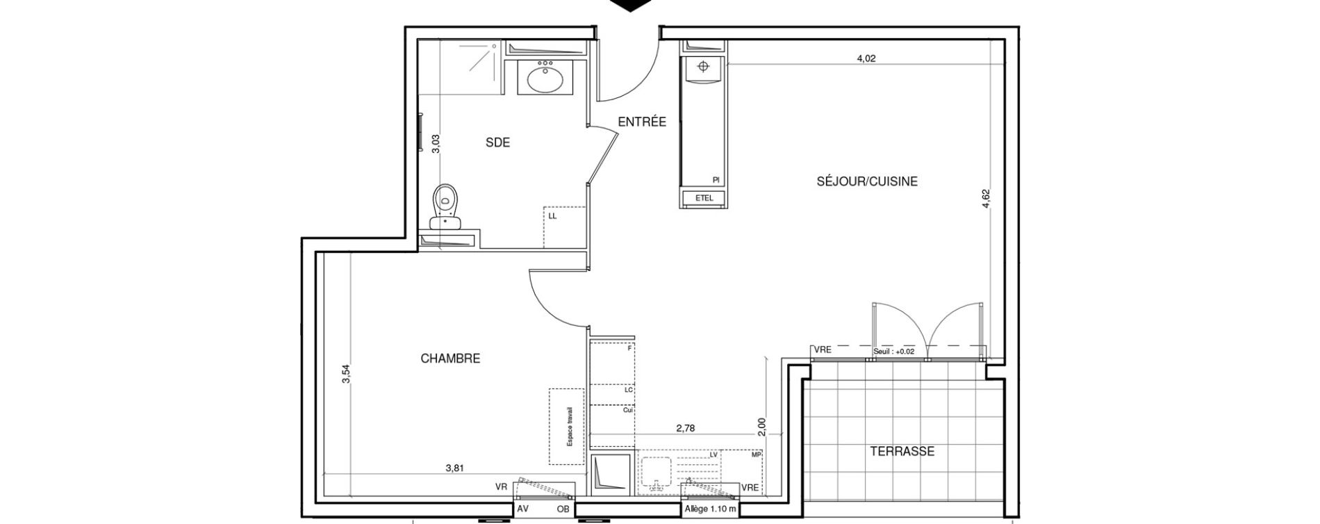 Appartement T2 de 52,70 m2 &agrave; Saubion Les arguins