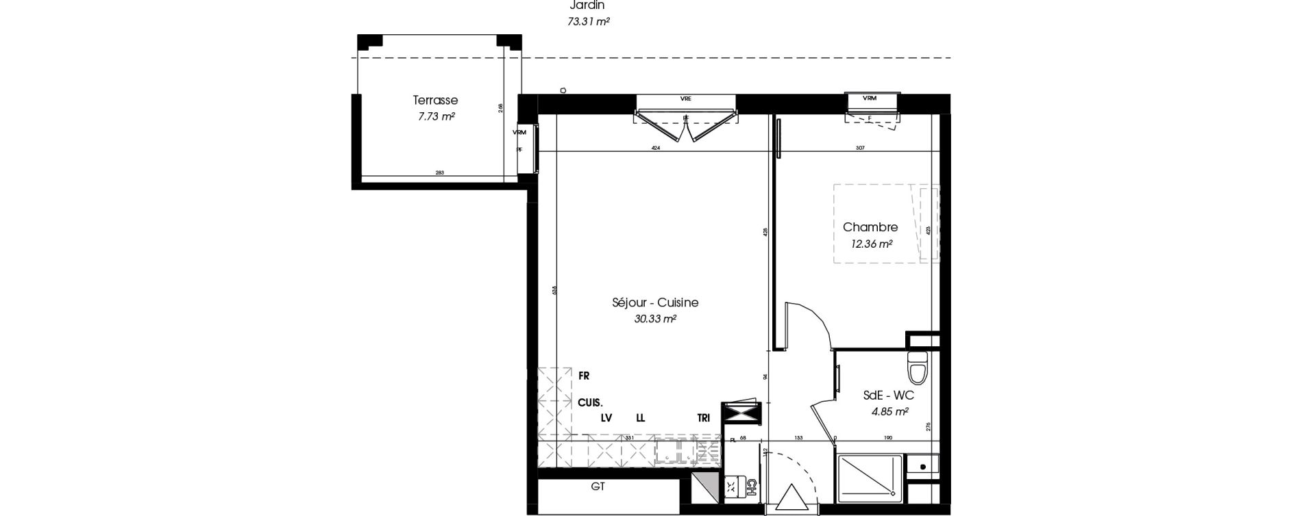 Appartement T2 de 47,54 m2 &agrave; Seyresse Centre