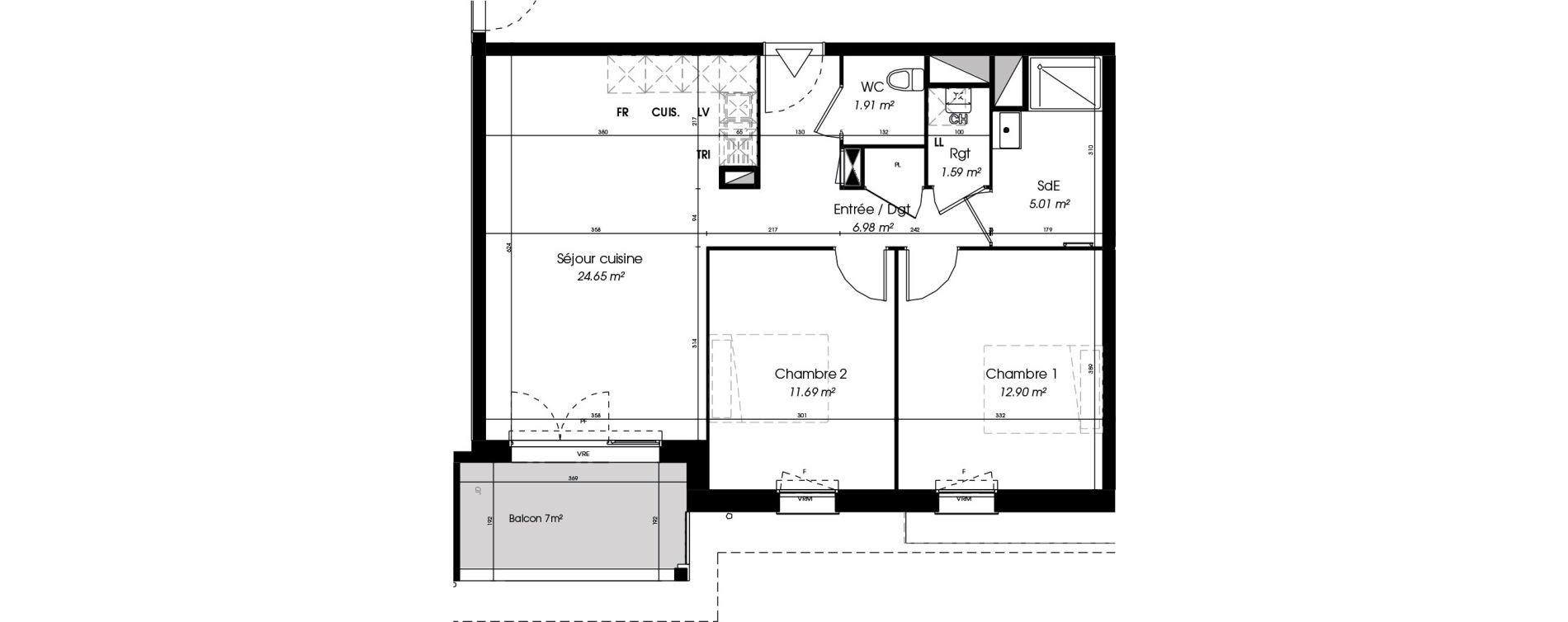 Appartement T3 de 64,72 m2 &agrave; Seyresse Centre