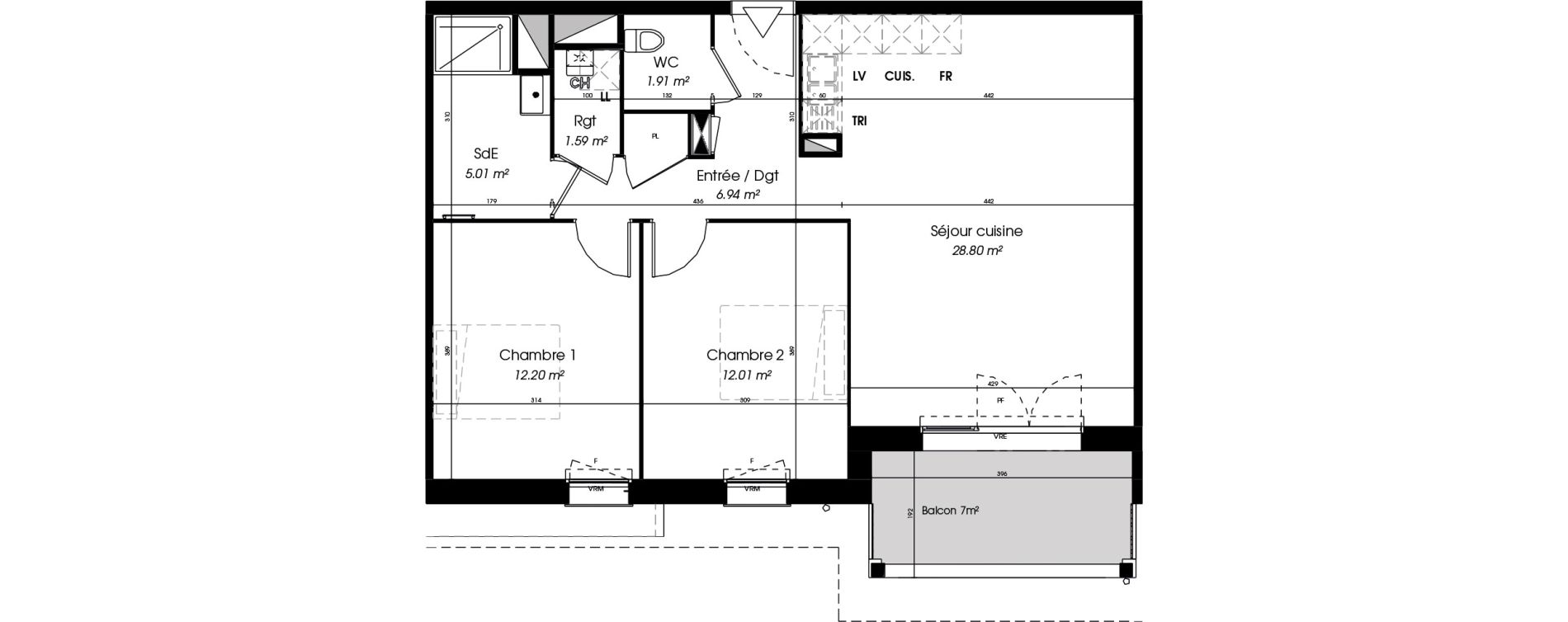 Appartement T3 de 68,47 m2 &agrave; Seyresse Centre