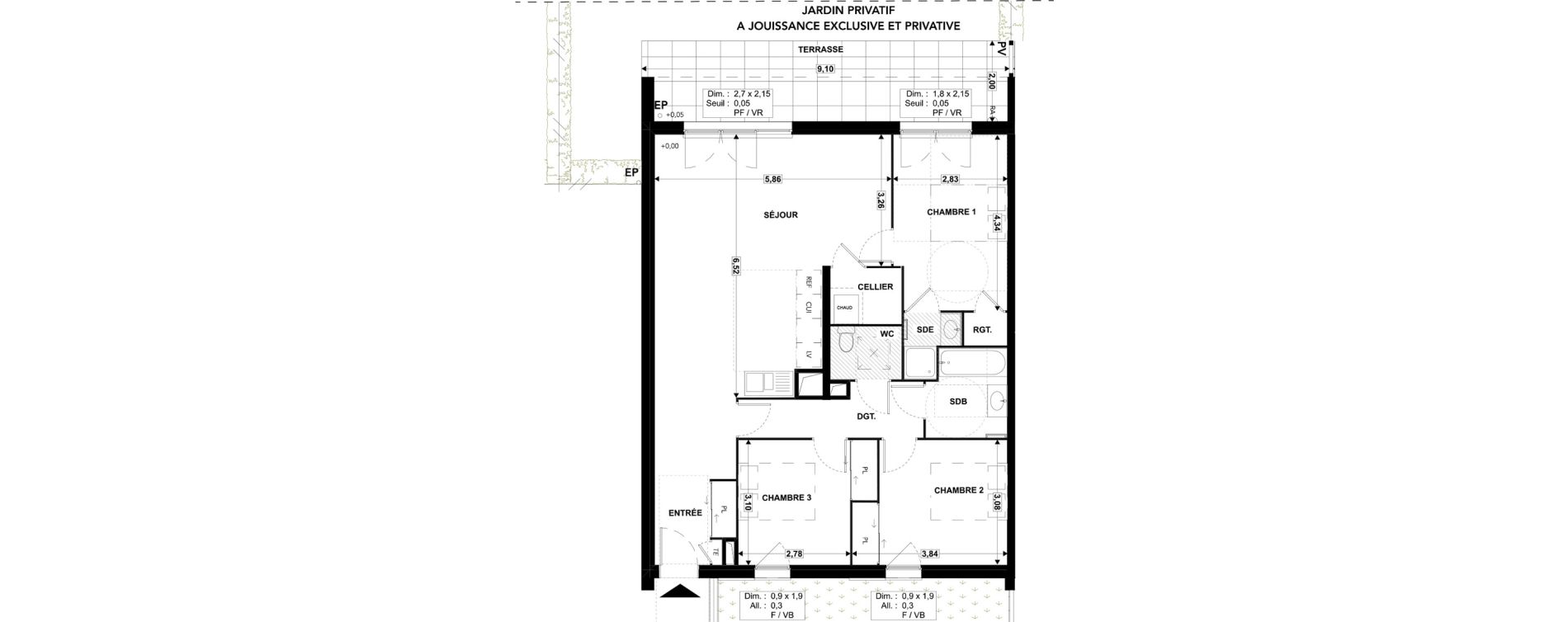 Appartement T4 de 89,22 m2 &agrave; Soustons Centre