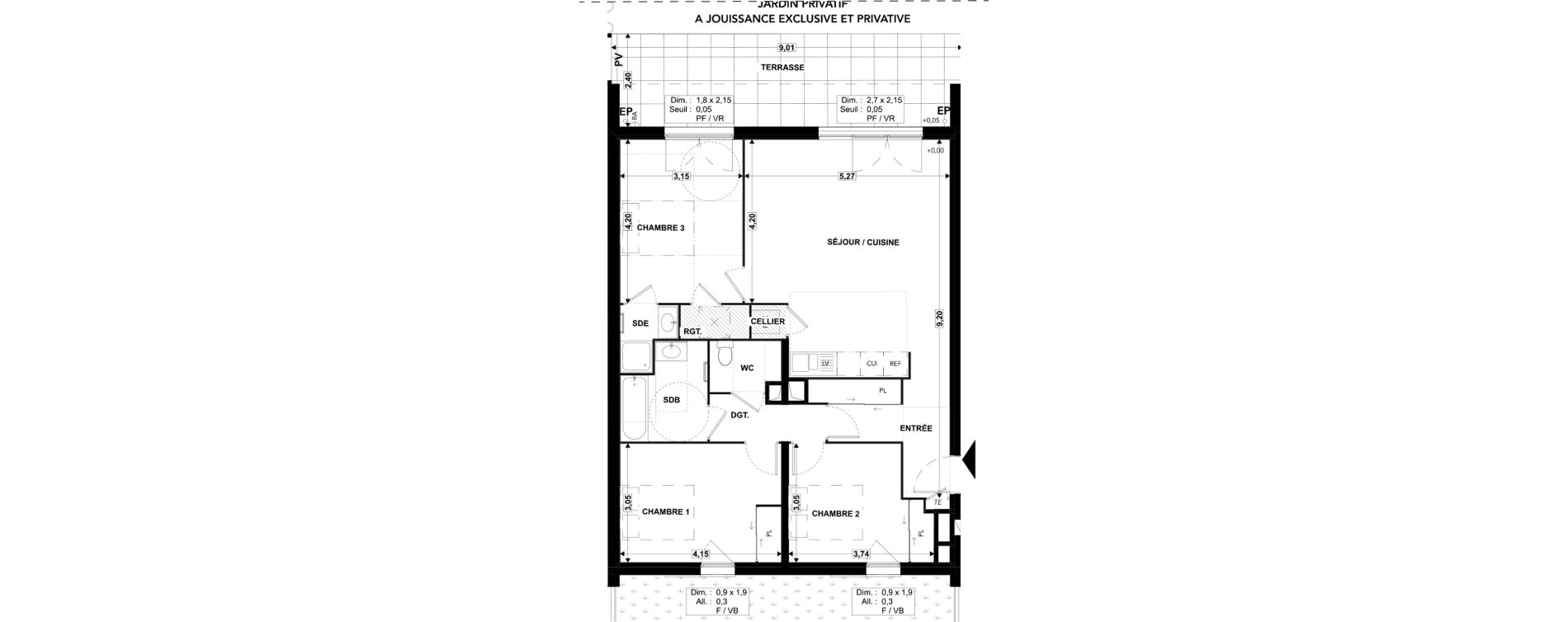 Appartement T4 de 87,61 m2 &agrave; Soustons Centre