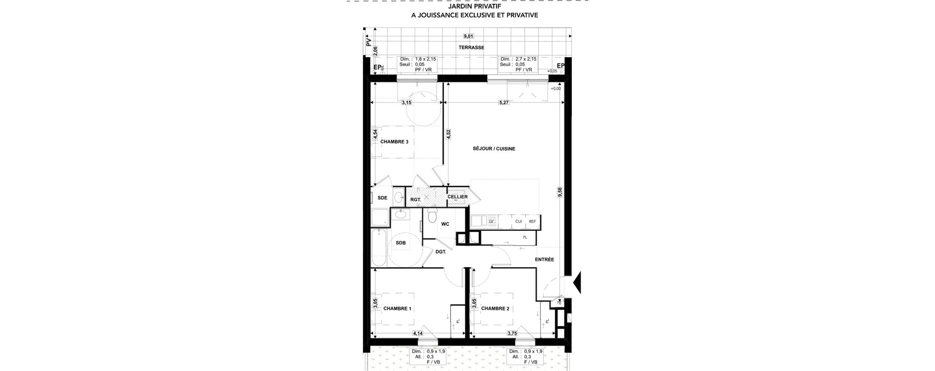 Appartement T4 de 90,47 m2 &agrave; Soustons Centre