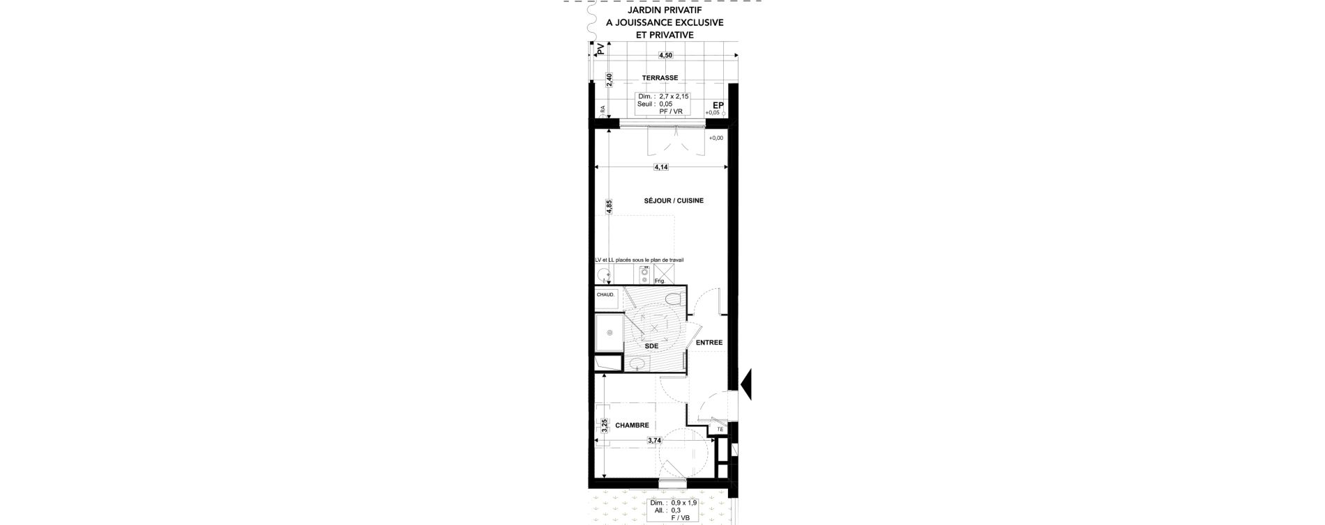 Appartement T2 de 42,89 m2 &agrave; Soustons Centre