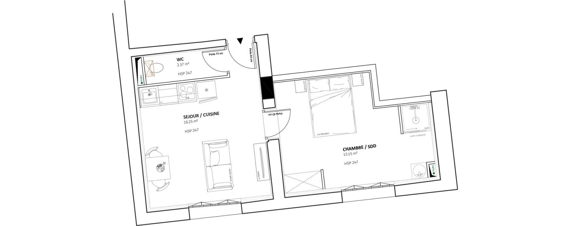 Appartement T2 de 33,77 m2 &agrave; Agen Nord urbain