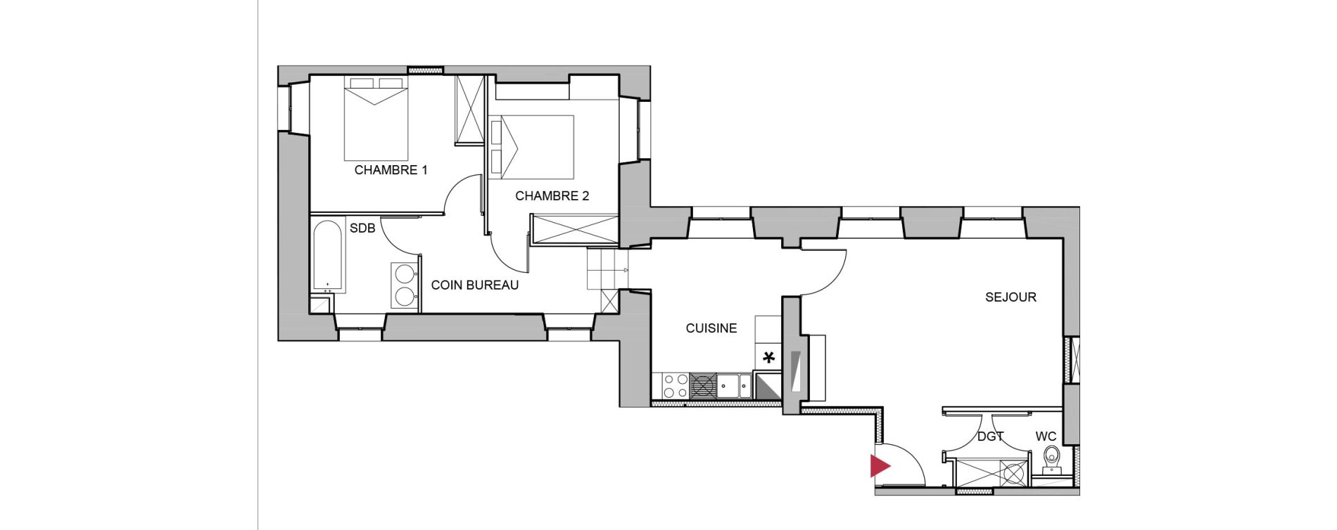 Appartement T3 de 72,10 m2 &agrave; Agen Centre
