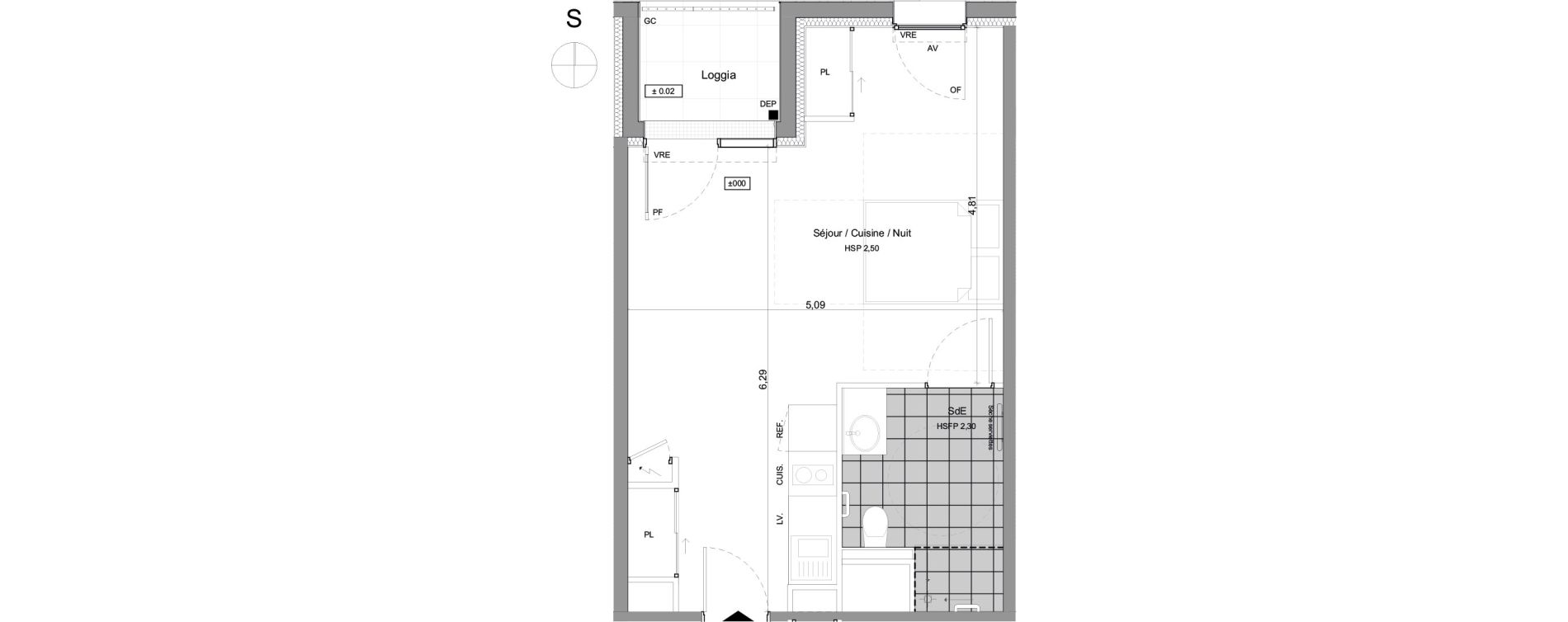 Studio meubl&eacute; de 34,30 m2 &agrave; Agen Centre