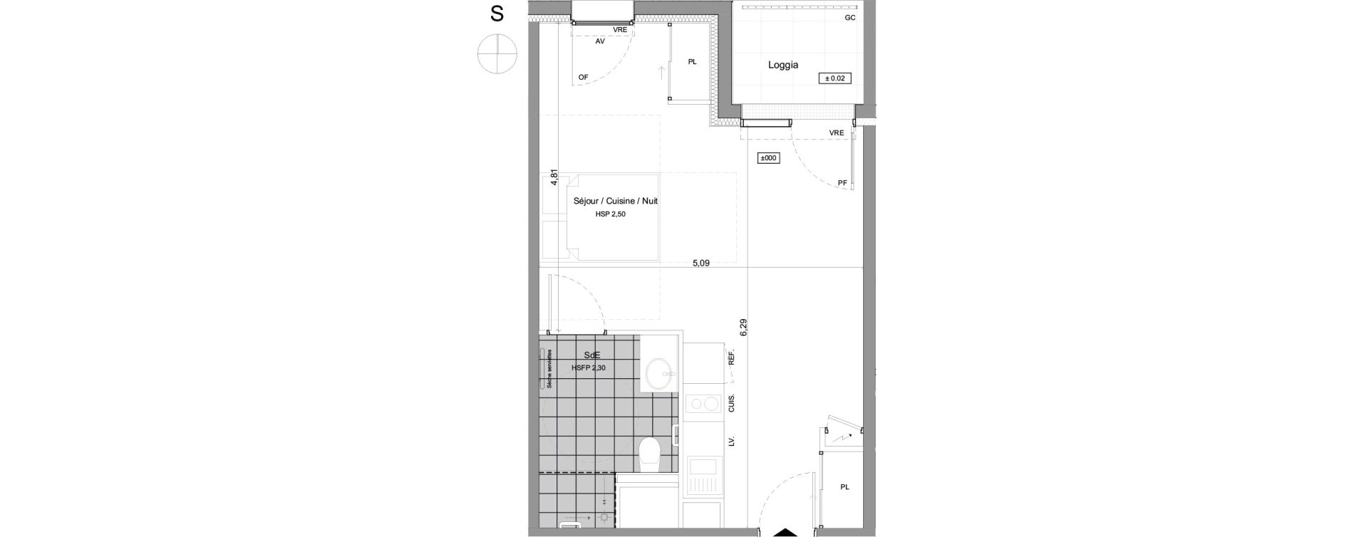 Studio meubl&eacute; de 34,60 m2 &agrave; Agen Centre