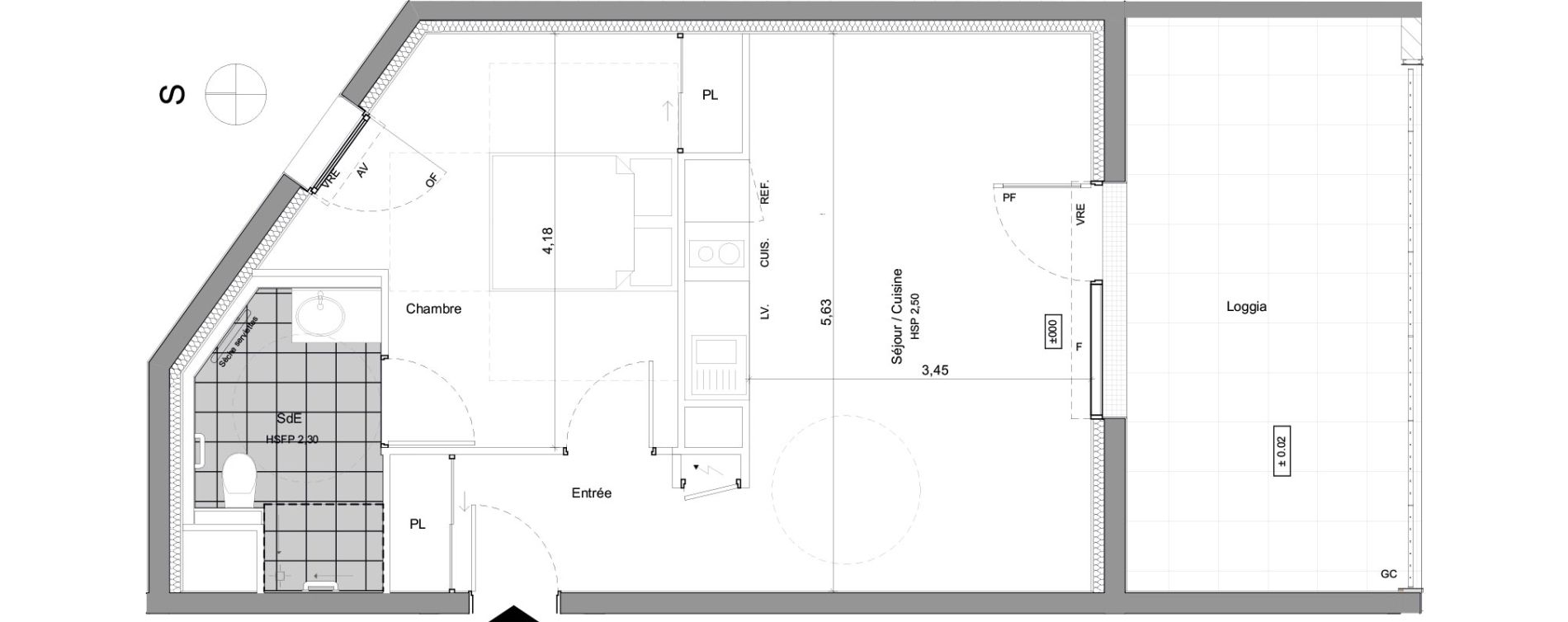 Appartement T2 meubl&eacute; de 45,00 m2 &agrave; Agen Centre