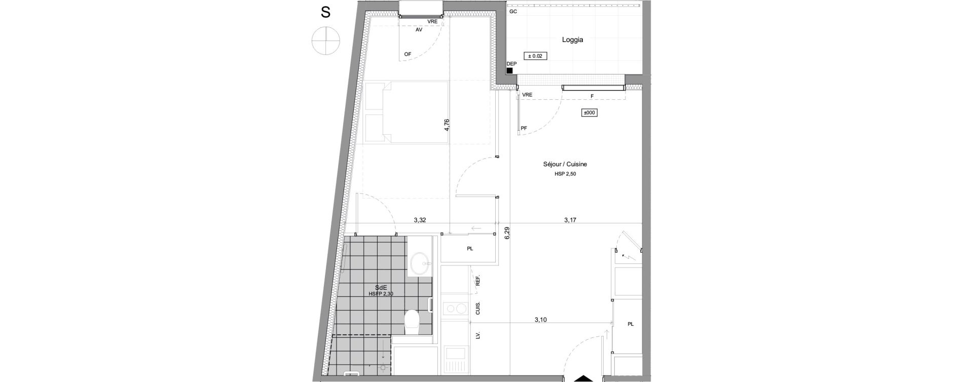 Appartement T2 meubl&eacute; de 42,75 m2 &agrave; Agen Centre