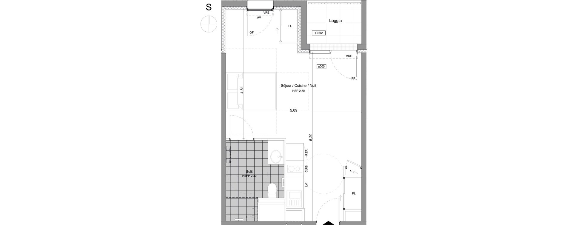 Studio meubl&eacute; de 34,24 m2 &agrave; Agen Centre