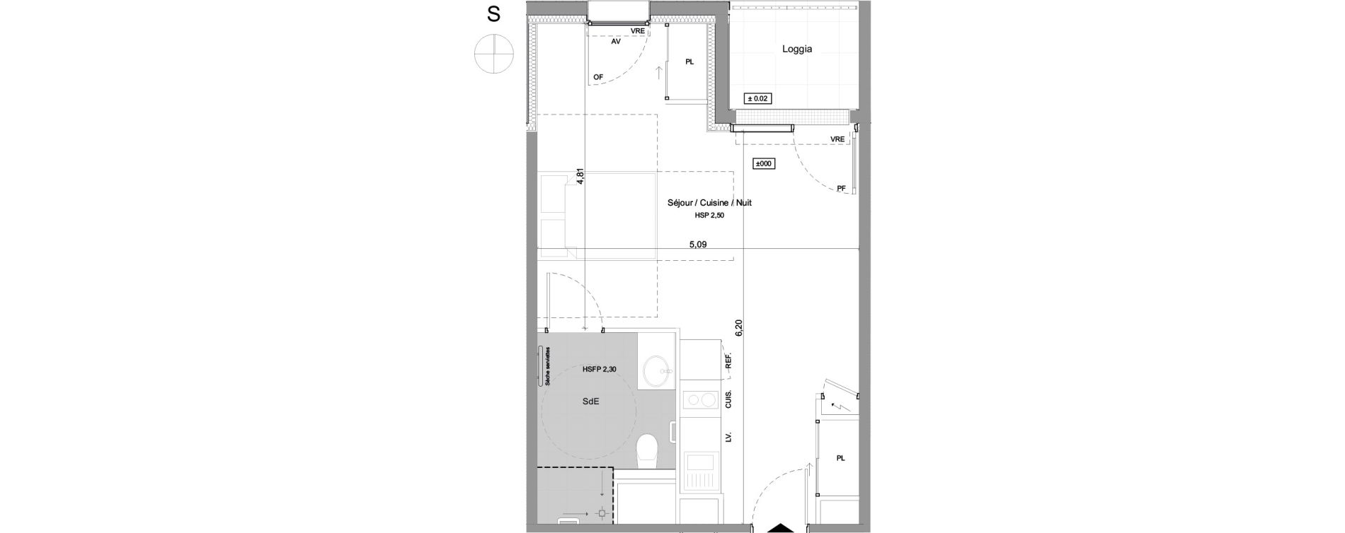 Studio meubl&eacute; de 34,24 m2 &agrave; Agen Centre