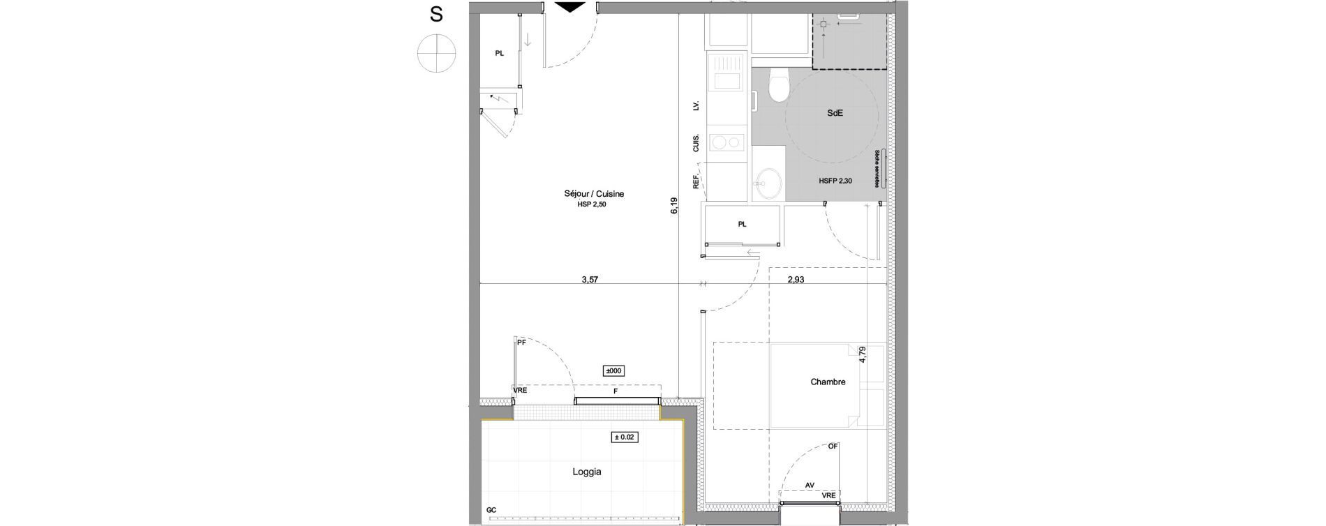 Appartement T2 meubl&eacute; de 43,75 m2 &agrave; Agen Centre