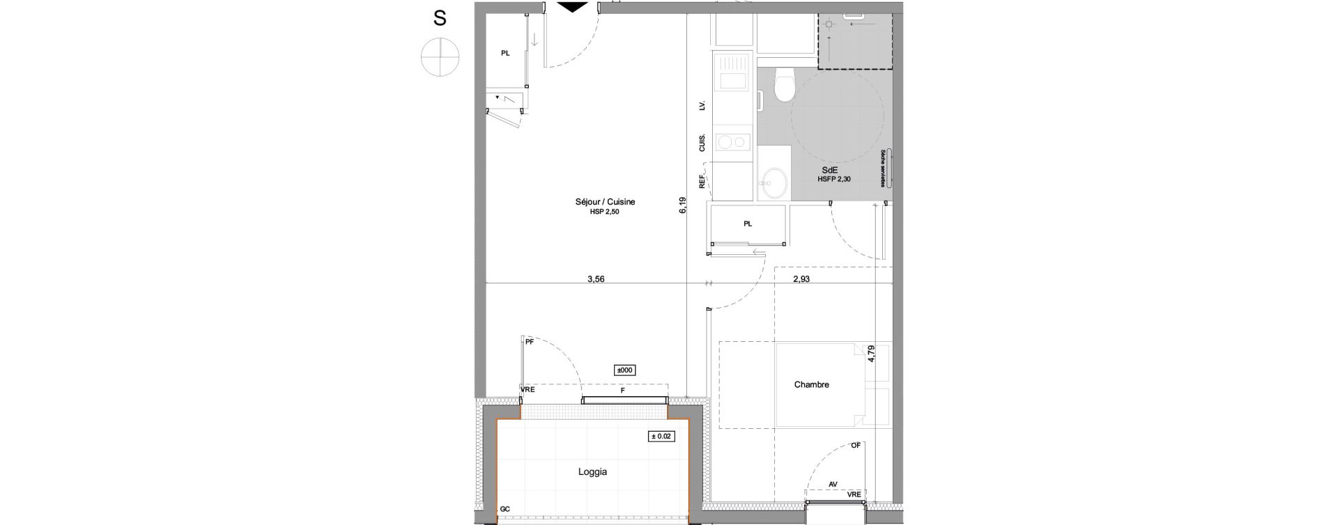 Appartement T2 meubl&eacute; de 43,75 m2 &agrave; Agen Centre