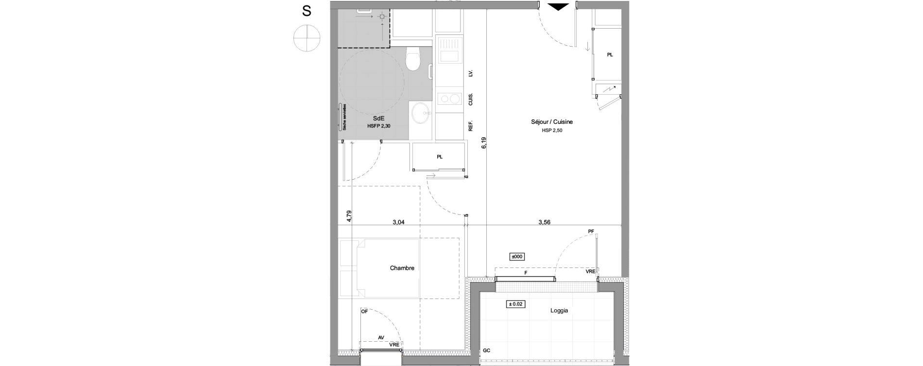 Appartement T2 meubl&eacute; de 43,47 m2 &agrave; Agen Centre