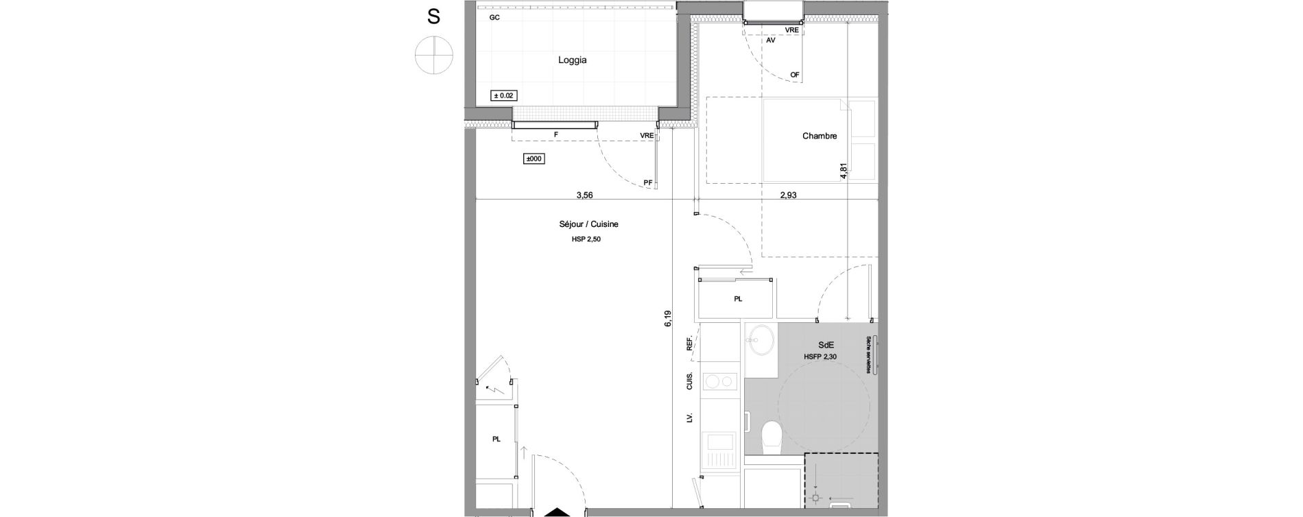 Appartement T2 meubl&eacute; de 43,96 m2 &agrave; Agen Centre