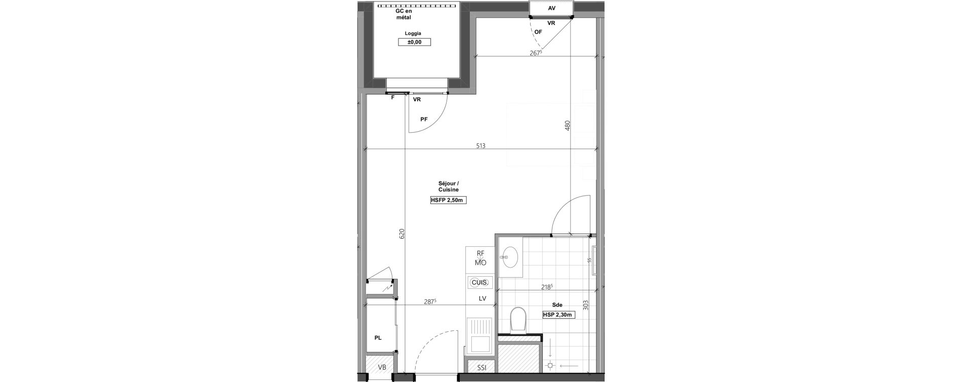 Studio meubl&eacute; de 34,30 m2 &agrave; Agen Centre