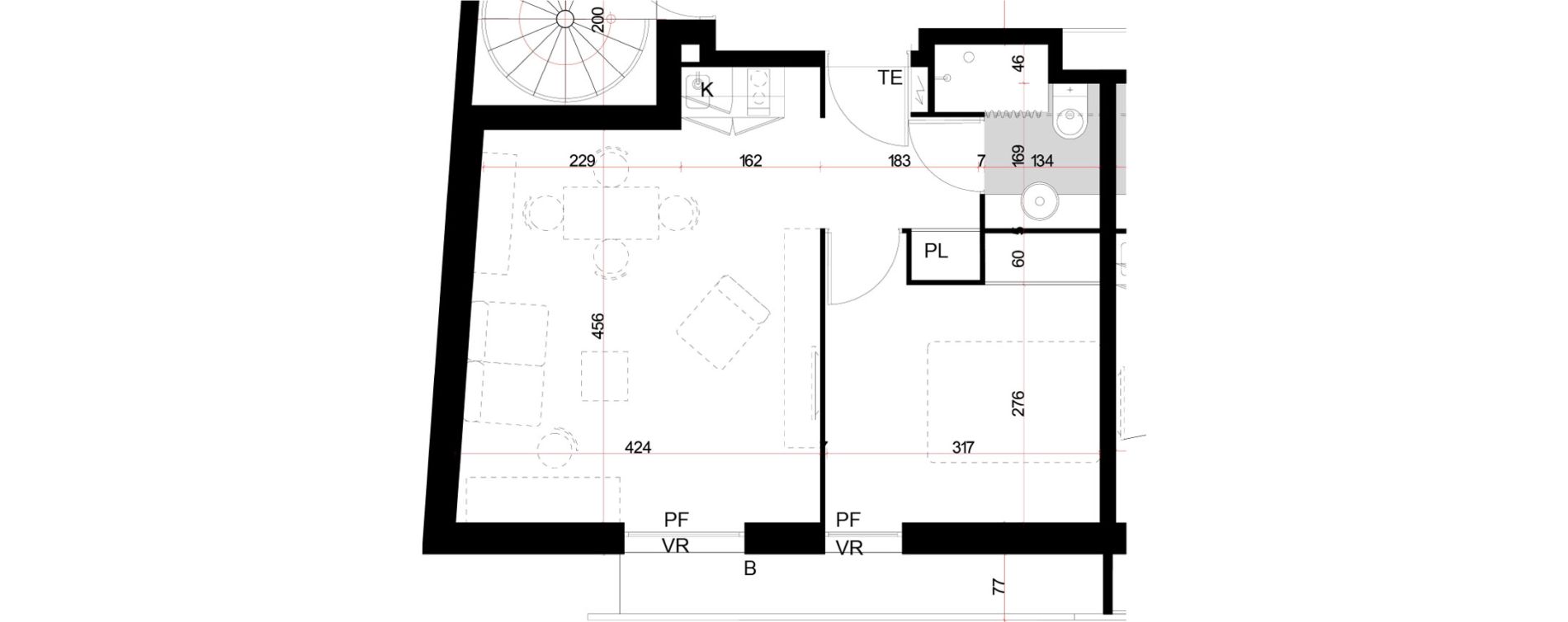 Appartement T2 meubl&eacute; de 36,70 m2 &agrave; Agen Palissy